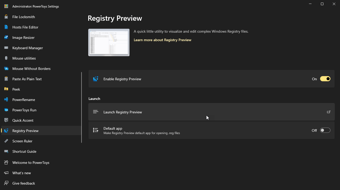 Registry Preview